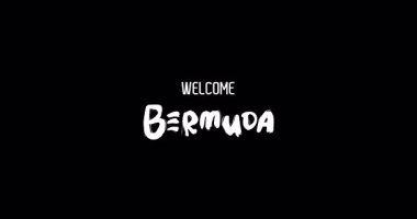 Hoşgeldiniz Bermuda Ülke Adı Cesur Metin Tipografi Grunge Geçiş Efekti Siyah Arkaplan