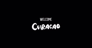 Hoşgeldiniz Curacao Ülke Adı Cesur Metin Tipografi Grunge Geçiş Efekti Siyah Arkaplan