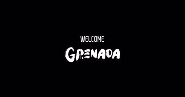 Grenada Ülke Adı Siyah Arkaplanda Grunge Geçiş Efektinin Cesur Metin Animasyon Efektiyle Hoşgeldiniz