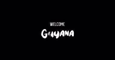 Guyana Ülke Adı Siyah Arkaplanda Grunge Geçiş Efektinin Kalın Metin Tipografi Animasyon Efektiyle Hoşgeldiniz