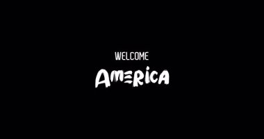 Hoşgeldiniz Amerika Ülke Adı Cesur Metin Tipografi Grunge Geçişi Animasyon Efekti Siyah Arkaplan