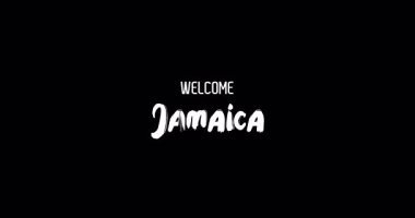 Hoşgeldiniz Jamaika Ülke Adı Cesur Metin Tipografi Grunge Geçişi Animasyon Efekti Siyah Arkaplan