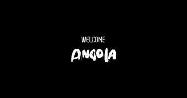 Hoşgeldiniz Angola Ülke Adı Cesur Metin Tipografi Grunge Geçiş Efekti Siyah Arkaplan