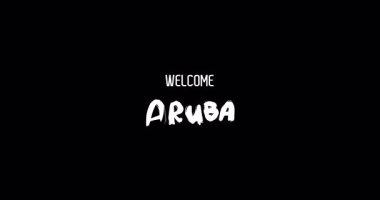 Hoşgeldiniz Aruba Ülke Adı Cesur Metin Tipografi Grunge Geçiş Efekti Siyah Arkaplan