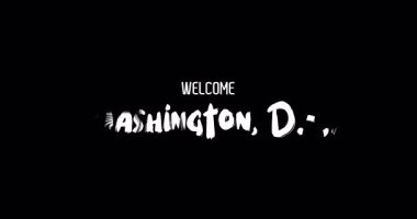 Washington, D.C. Capital City Name in Kalın Metin Tipografi Animasyon Efekti Grunge Geçişi Siyah Arkaplan Efekti