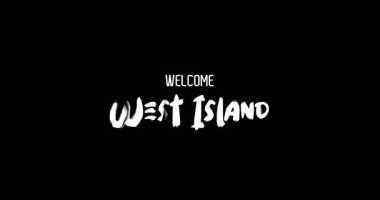West Island Capital City Name in Kalın Metin Tipografi Animasyon Grunge Geçiş Efekti Siyah Arkaplan