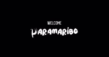 Hoşgeldiniz Paramaribo Capital City Name in Kalın Metin Tipografi Animasyon Efekti Grunge Geçişi Siyah Arkaplan Efekti