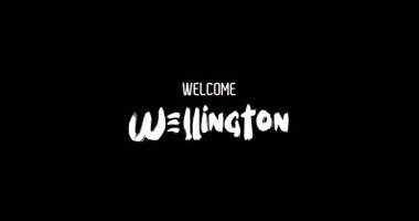 Wellington Capital City Name in Kalın Metin Tipografi Animasyon Efekti Grunge Geçişi Siyah Arkaplan