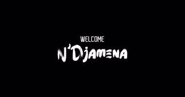 N 'Djamena Capital City Name in Kalın Metin Tipografi Animasyon Efekti Grunge Geçişi Siyah Arkaplan Efekti Hoşgeldiniz
