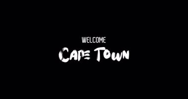 Cape Town Capital City Name in Kalın Metin Tipografi Animasyon Efekti: Grunge Geçişi Siyah Arkaplan