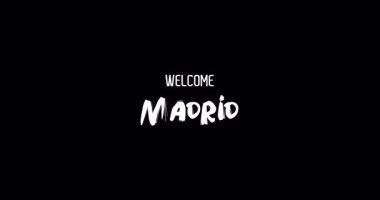 Madrid Capital City Name in Bold Metin Tipografi Animasyon Grunge Geçişi Siyah Arkaplan Efekti