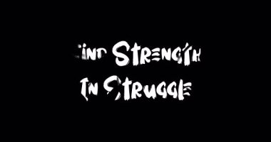 Mücadelede Güç Bulun Metin Tipografi Grunge Geçiş Animasyon Efekti Siyah Arkaplan