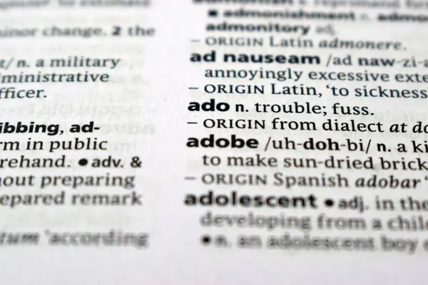 Yazdırılmış Kelimenin İngilizce Tanımlama Sözlüğü Sayfası - Ado Kapat