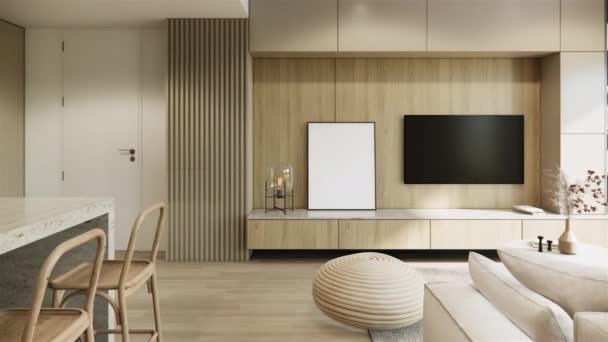 Video Diseño Interior Habitación Decoración Moderna Estilo Minimalista Sala Estar — Vídeo de stock
