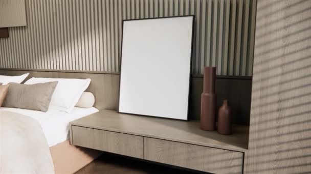 Interior Rendering Camera Letto Mockup Hotel Appartamento Design Decorazione Con — Video Stock