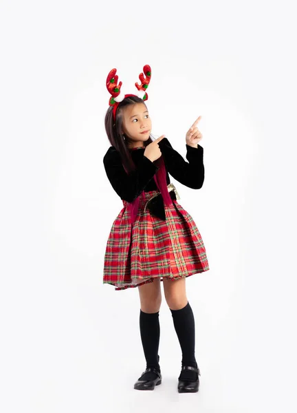 Aziatisch Schattig Student Meisje Zwarte Trui Rok Kerstmis Thema Kostuum — Stockfoto