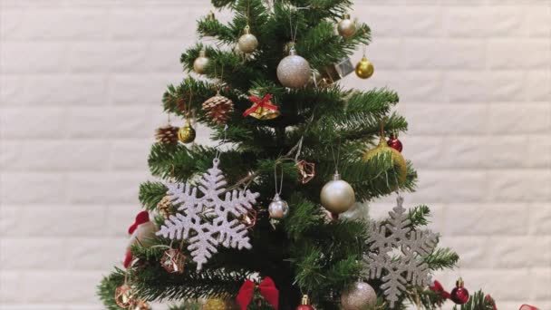 Christmas Tree Decoration Fir Tree Christmas New Year Party Decoration — Stock Video