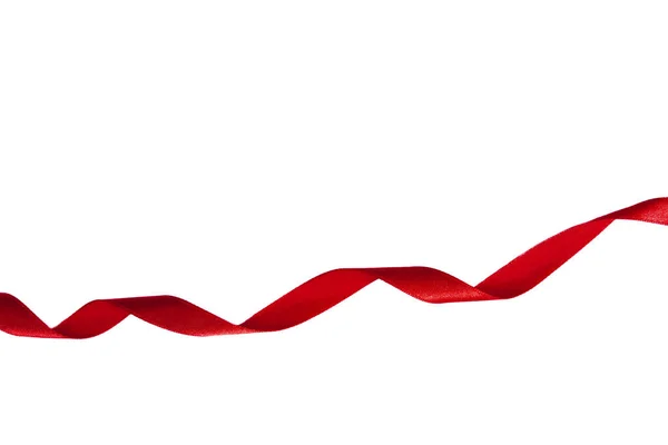 Fita Vermelha Forma Espiral Fundo Branco — Fotografia de Stock