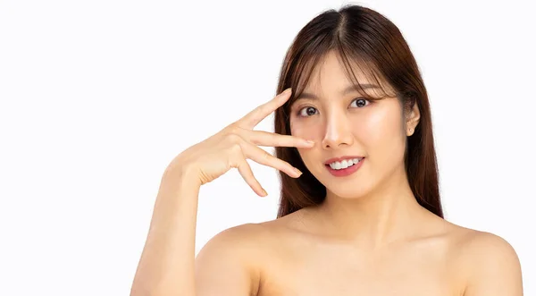 Junge Schöne Asiatische Frau Saubere Frische Haut Aussehen Kosmetologie Schönheit — Stockfoto
