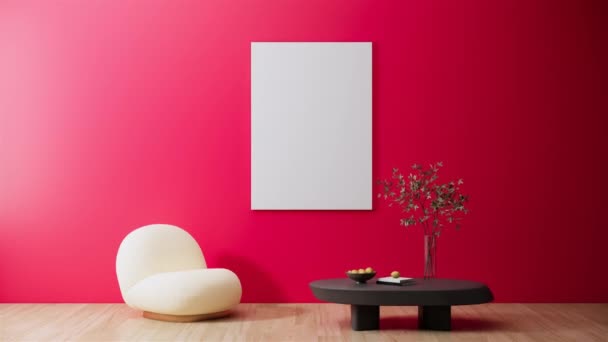 Modern Minimal Interior Design Apartment Living Room Ideas Rendering Animation — Stock video