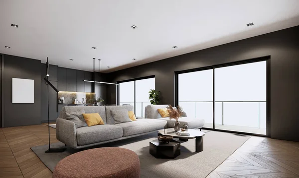 Modern Apartment Room Interior Design Rendering Architectural Living Room Sofa — Photo