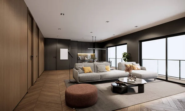 Modern Room Interior Design Decoration Fabric Beige Color Sofa Grey — Photo