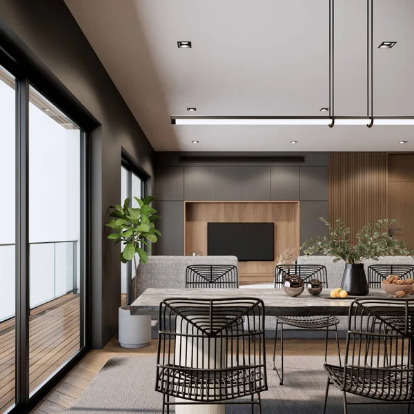Modern Elegant Ideas Room Interior Design Decoration Wood Wall Parquet — Photo