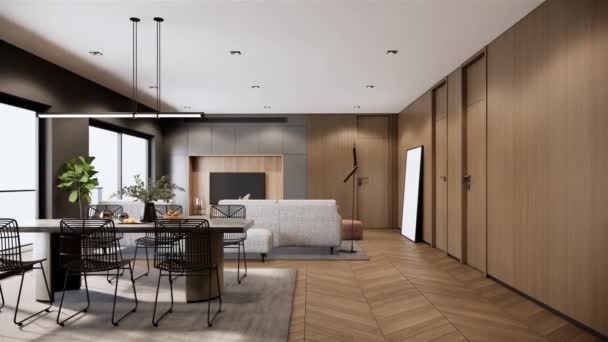 Contemporary Interior Design Elegant Room Stylish Interior Dining Room Living — стоковое видео