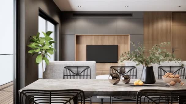 Diseño Interior Moderno Del Apartamento Elegante Interior Sala Estar Comedor — Vídeos de Stock