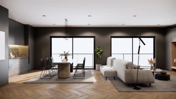 Contemporary Interior Design Elegant Room Stylish Interior Kitchen Living Room — Stock Video
