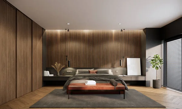 Darstellung Von Modernem Elegantem Schlafzimmerdesign — Stockfoto