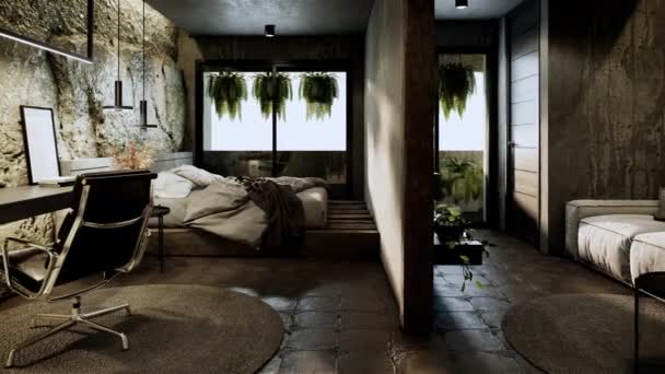 Video Room Interior Design Decoration Fabric Sofa Living Room Szara — Wideo stockowe