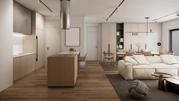 Video Modern Japanese Apartment Room Interior Design Decoration Built Wooden — Video