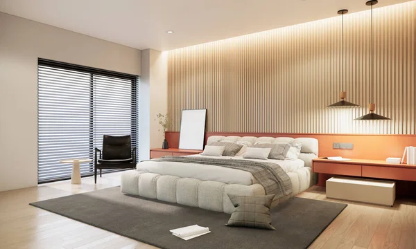 Chambre Luxe Moderne Design Intérieur Décoration Avec Literie Blanche Tête — Photo