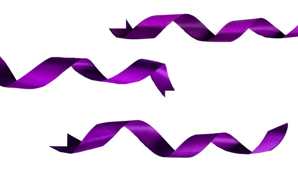 set of purple ribbons isolated on white background