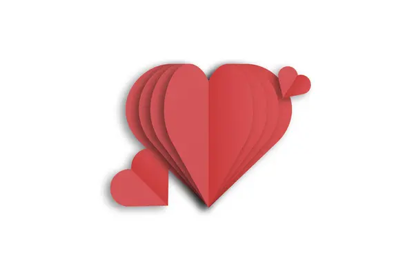 Corazones Papel Rojo Aislados Sobre Fondo Blanco Día San Valentín Fotos De Stock