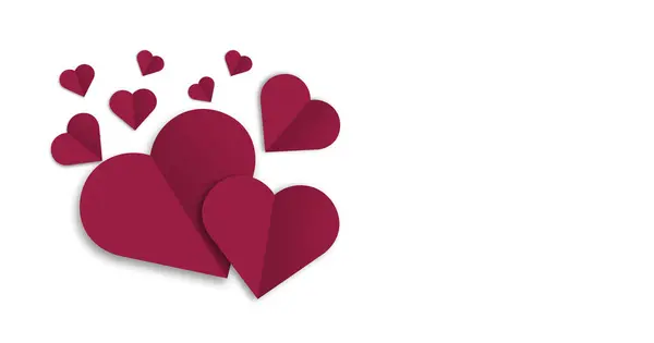 Beyaz Arka Planda Izole Edilmiş Kırmızı Kağıt Kalpler Sevgililer Günü Stok Resim