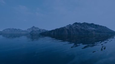 4K video soğuk dağlarda bir göl, 3 boyutlu sinematik manzara.