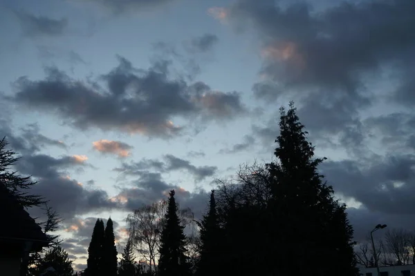 Clouds in the sky in the evening in February. Berlin, Germany