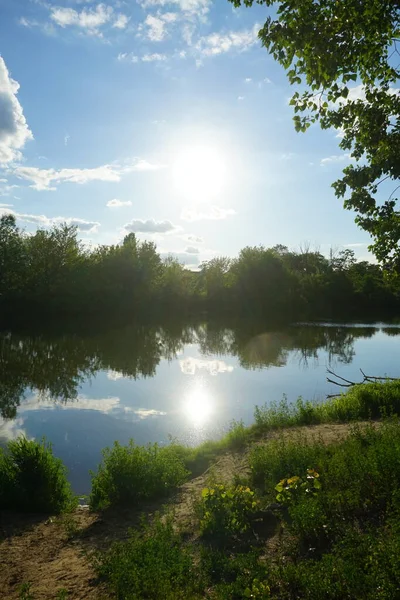 六月初日落时的乌什莱湖 德国柏林 — 图库照片