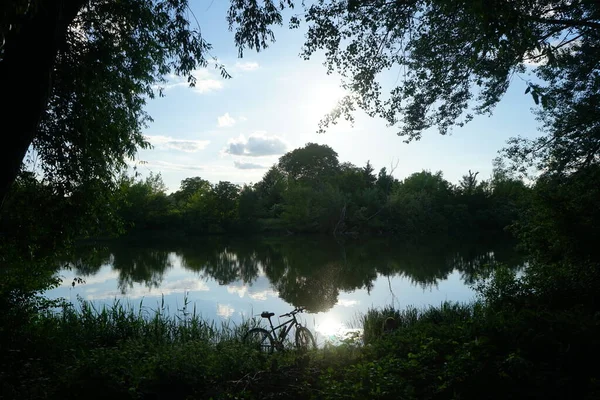 stock image Lake Wuhlesee with lush vegetation in early June. Berlin, Germany 