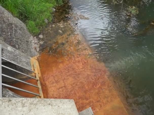 Der Wasserabfluss Die Wuhle Intensivierte Sich Nach Regenfällen Umwelt Und — Stockvideo