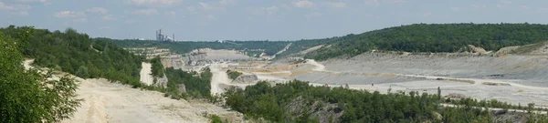 Photo Panorama Open Limestone Pit Mine Former Heinitzsee Lake Ruedersdorf — Stock Photo, Image