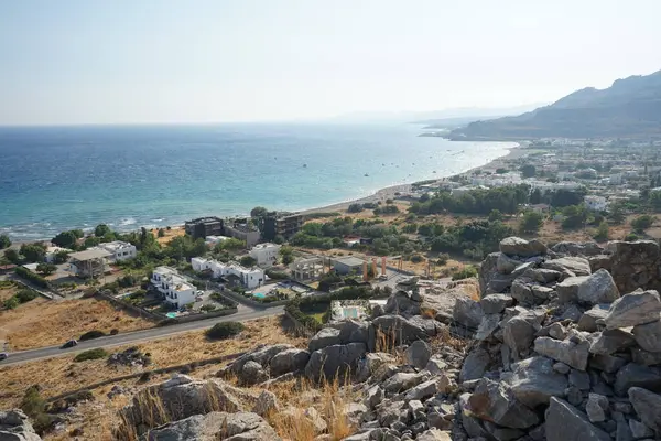 拉尔多罗得岛地中海沿岸美丽的风景 罗得岛是希腊群岛中最大的岛屿 希腊罗得岛拉多斯 — 图库照片
