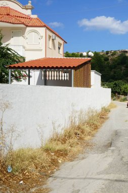 Antik Lardos Köyü 'nde mimarlık ve orijinal yaşam biçimi. Lardos, Yunanistan 'ın Güney Ege bölgesinin Rodos adasının doğu kesiminde bir Yunan köyüdür.