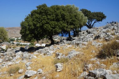 Peygamber Elias Ortaçağ Kilisesi 'nin bölgesinden Pefki' nin çevresine bakın. Pefkos ya da Pefki, Yunanistan 'ın Rodos Adası' nın doğu kıyısında bulunan ünlü bir sahil beldesidir. 