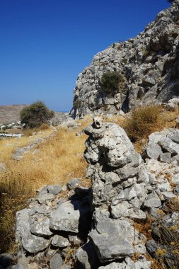 Vahşi bir keçinin kafatası Pefkos veya Pefki civarındaki bir tepede bir taşın üzerinde yatar. Vahşi keçi ya da dağ keçisi, Capra aegagrus, vahşi bir keçi türüdür. Rodos Adası, Yunanistan