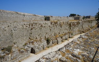 Fortifications near the Gate of Saint Athanasios in the Fortress of Rhodes. The Gate of Saint Athanasios was built between 1441 and 1442. Rhodes city, Rhodes island, Greece 