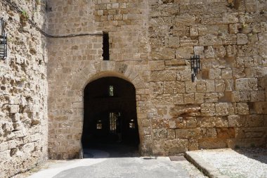 Fortifications near the Gate of Saint Athanasios in the Fortress of Rhodes. The Gate of Saint Athanasios was built between 1441 and 1442. Rhodes city, Rhodes island, Greece 