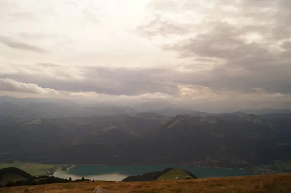 Stock image View of the Alps mountain ranges and lakes from the Schafberg mountain in September. Schafberg 1,783 m is a mountain in the Austrian state of Salzburg. Salzkammergut, Austria 